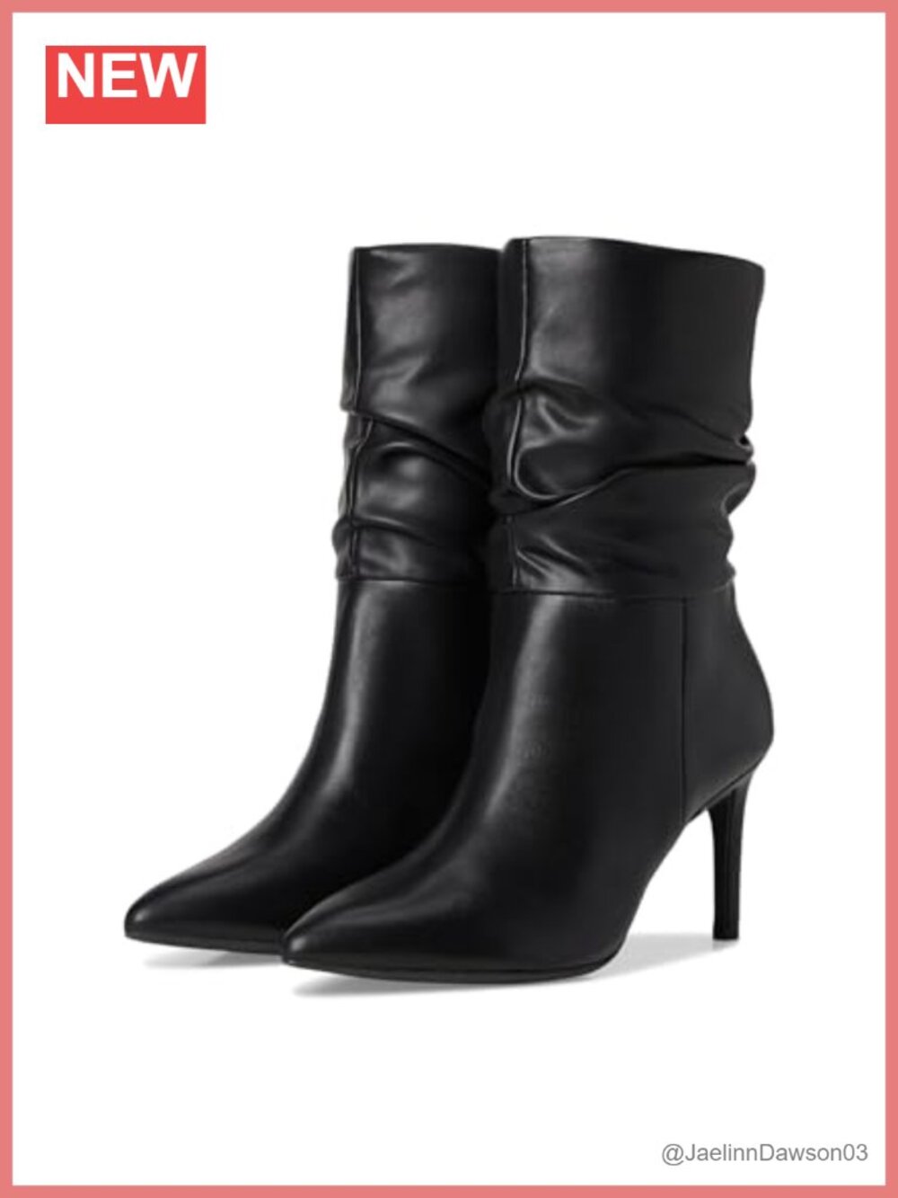 Mid Calf Boot Polyurethane Stiletto Heel Zip Up